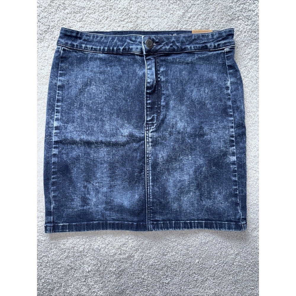 American‎ Eagle Sky High Super Stretch Pencil Mini Acid Washed Denim Skirt Sz 12